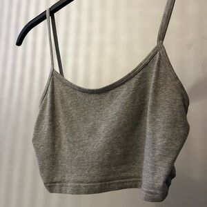 Gray TNA Aritzia Spaghetti Strap Crop Top